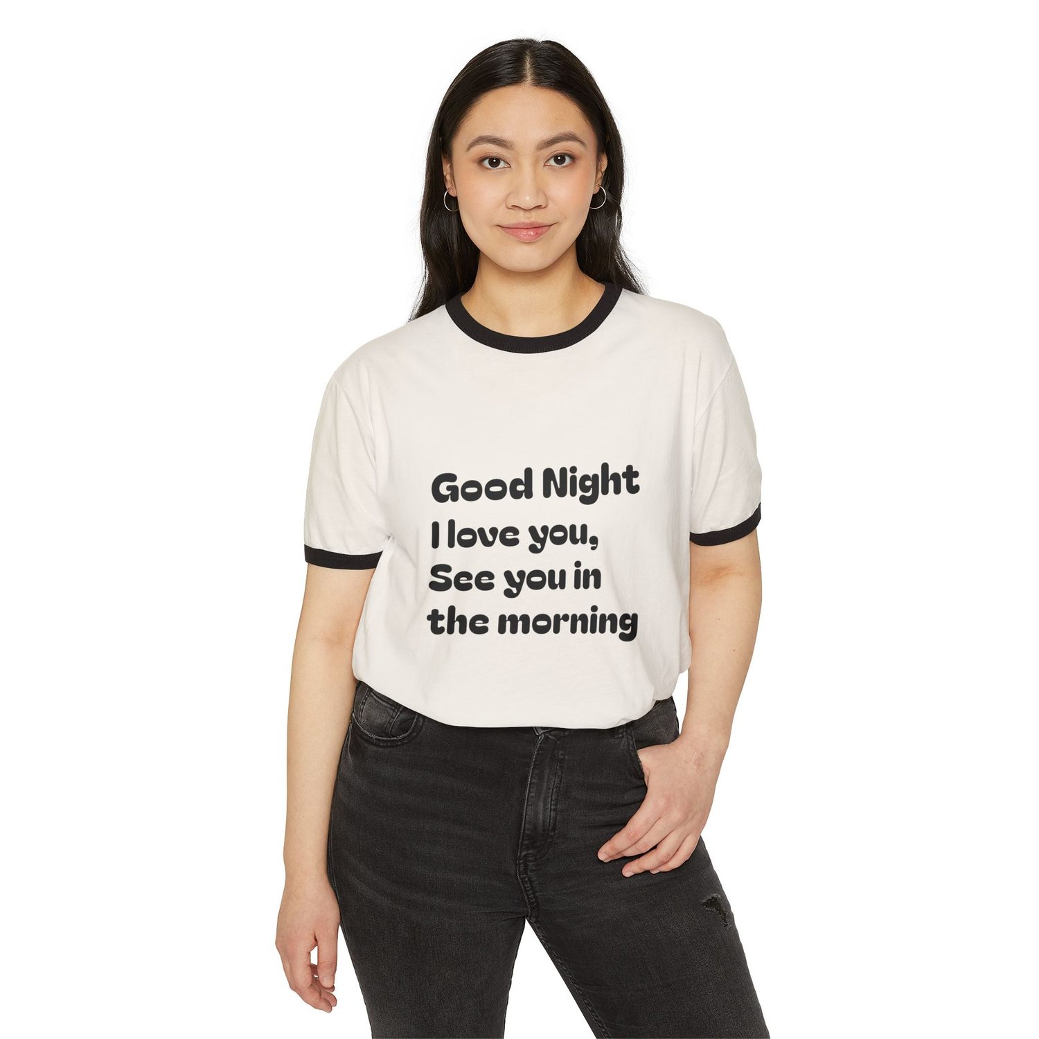Good Night I Love You Ringer T-Shirt — 'Good night again.' Retro Sleep Tee