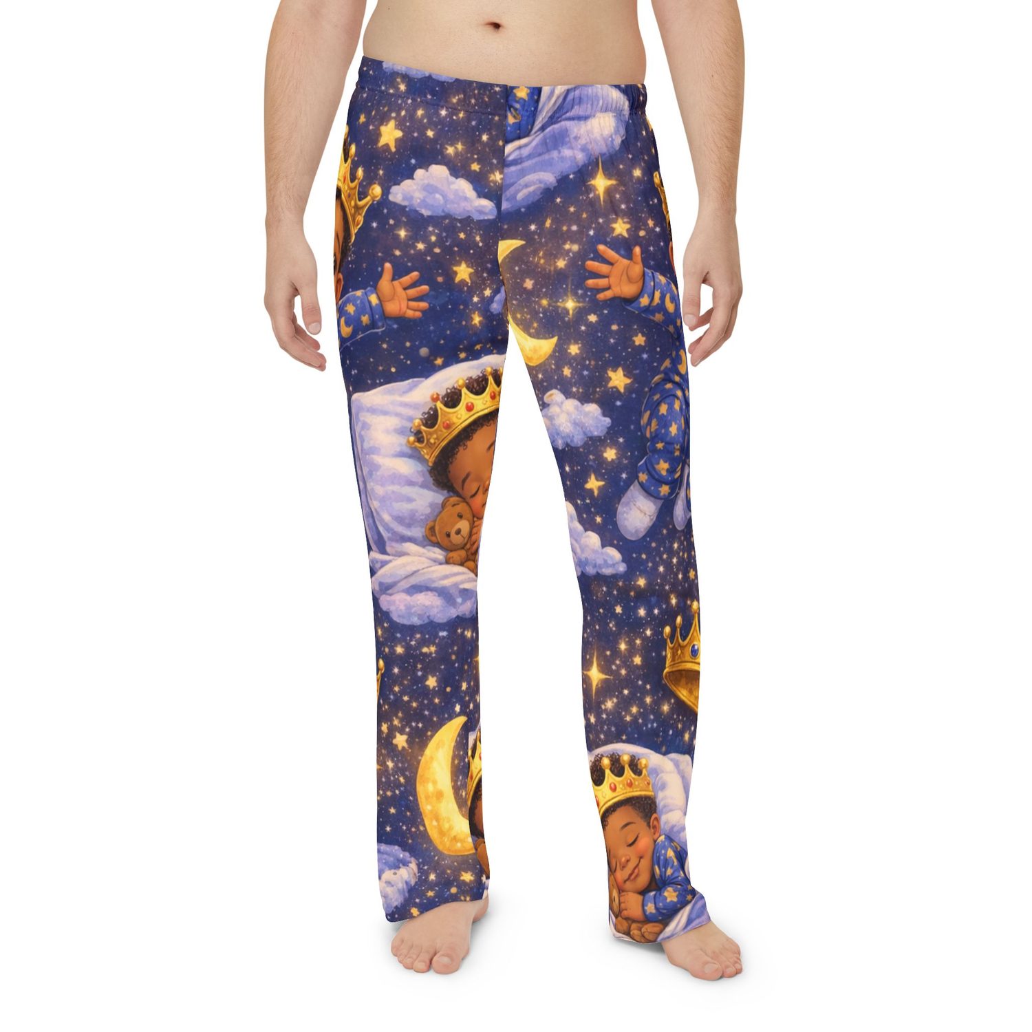 Men's Sleep Pants — Starry Night Crowned Baby Pattern Pajama Trousers